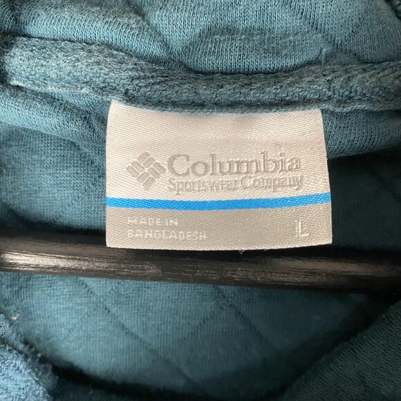 Columbia Hoodie Pullover Mens Large Blue Quilted Hood Outdoor Activewear AM5304 - Picture 13 of 16
